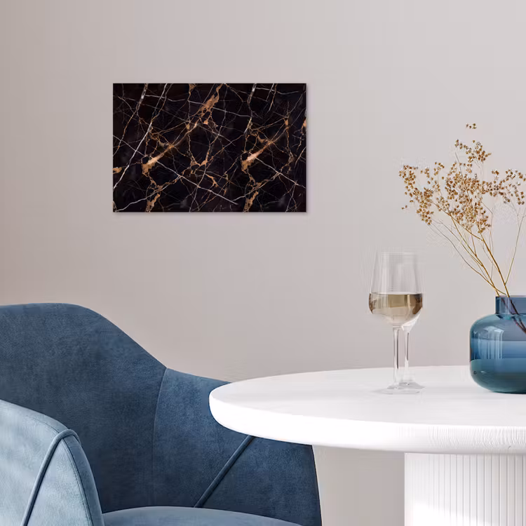 Marmer - Goud - Abstract - Zwart poster papier klein -sfeer3