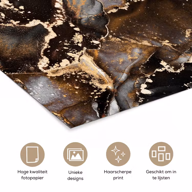 Marmer - Goud - Glitter - Luxe poster papier klein -closeup_NL