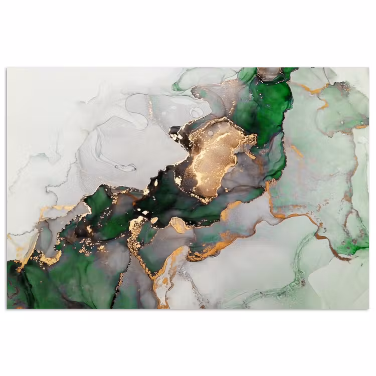 Marmer - Goud - Groen - Luxe poster papier klein -3d