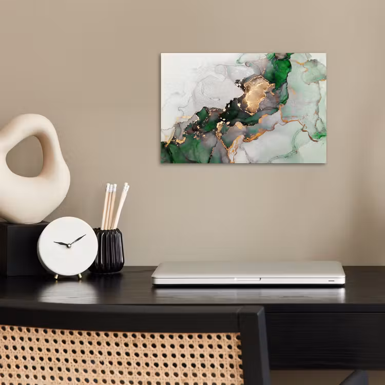 Marmer - Goud - Groen - Luxe poster papier klein -sfeer1