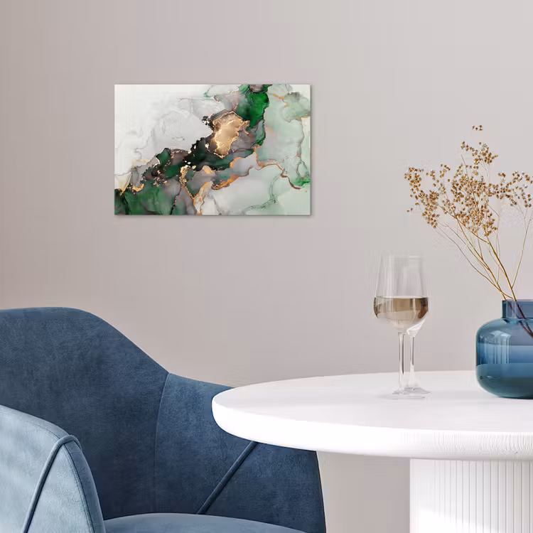 Marmer - Goud - Groen - Luxe poster papier klein -sfeer3