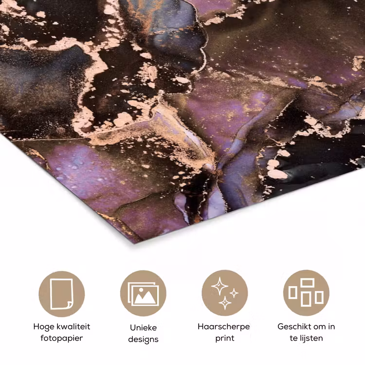 Marmer - Goud - Roze poster papier klein -closeup_NL