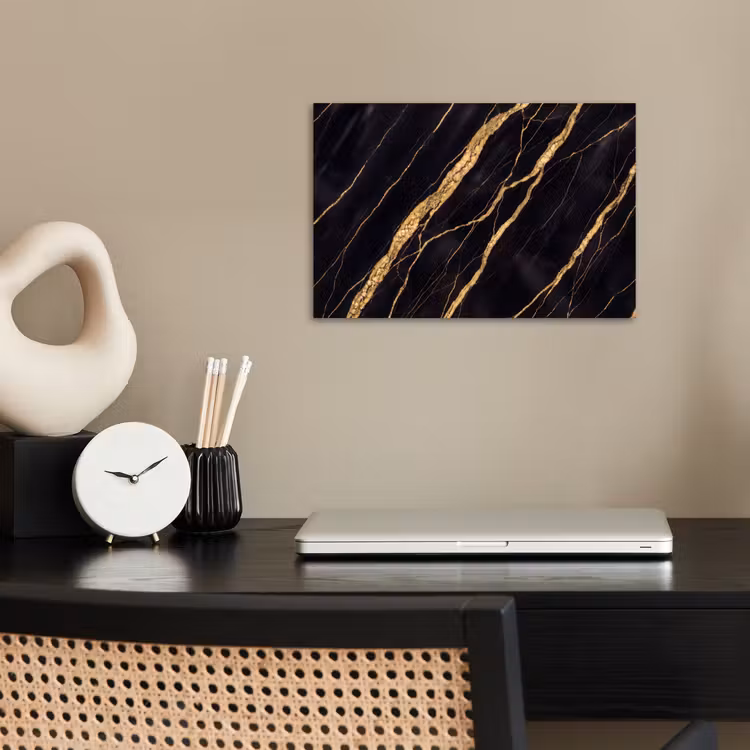 Marmer - Goud - Textuur - Abstract - Zwart poster papier klein -sfeer1