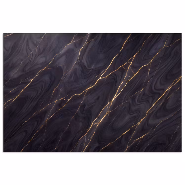 Marmer - Goudaders - Abstract - Modern - Zwart poster papier klein -3d