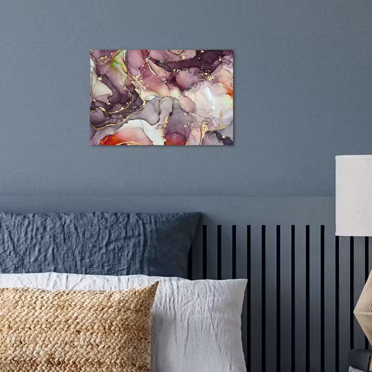 Marmer - Rood - Paars - Goud poster papier klein -sfeer2