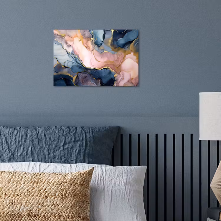 Marmer - Roze - Blauw poster papier klein -sfeer2