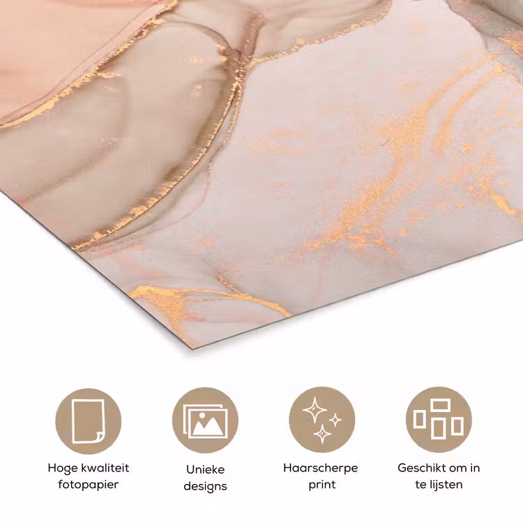 Marmer - Roze - Rosé poster papier klein -closeup_NL
