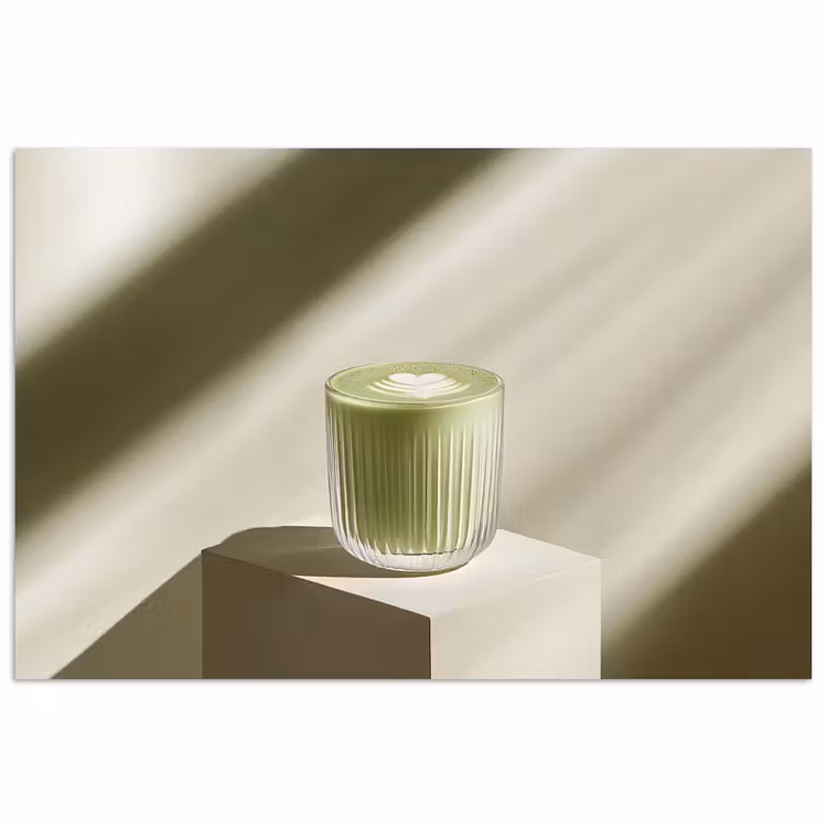 Matcha - Glas - Groen - Minimalistisch poster papier klein -3d