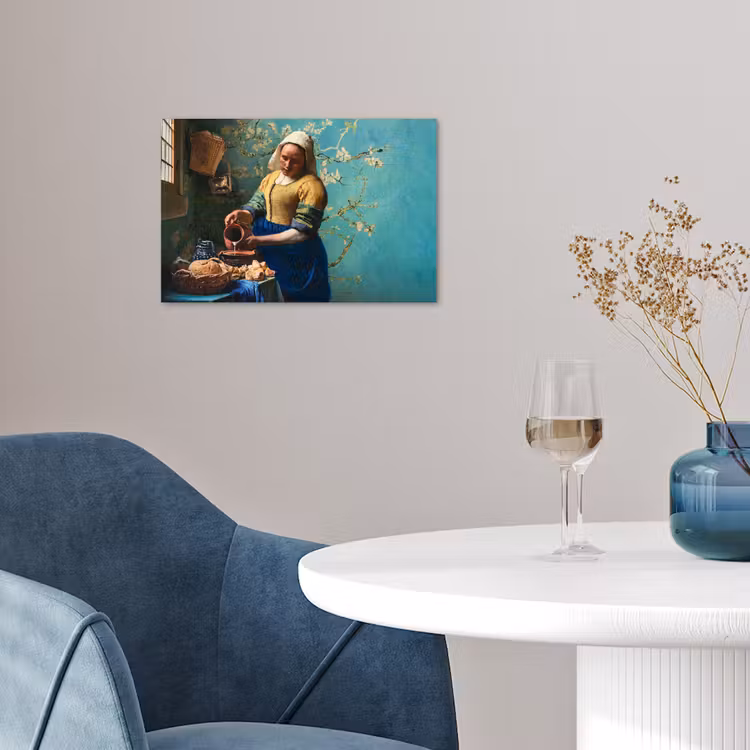 Melkmeisje - Amandelbloesem - Van Gogh - Vermeer - Schilderij - Oude meesters poster papier klein -sfeer3
