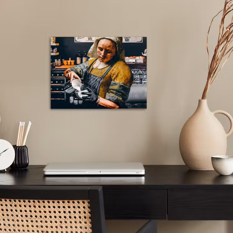 Melkmeisje - Barista - Koffie - Vintage - Kunst - Abstract - Schilderij - Oude meesters poster papier klein -sfeer1