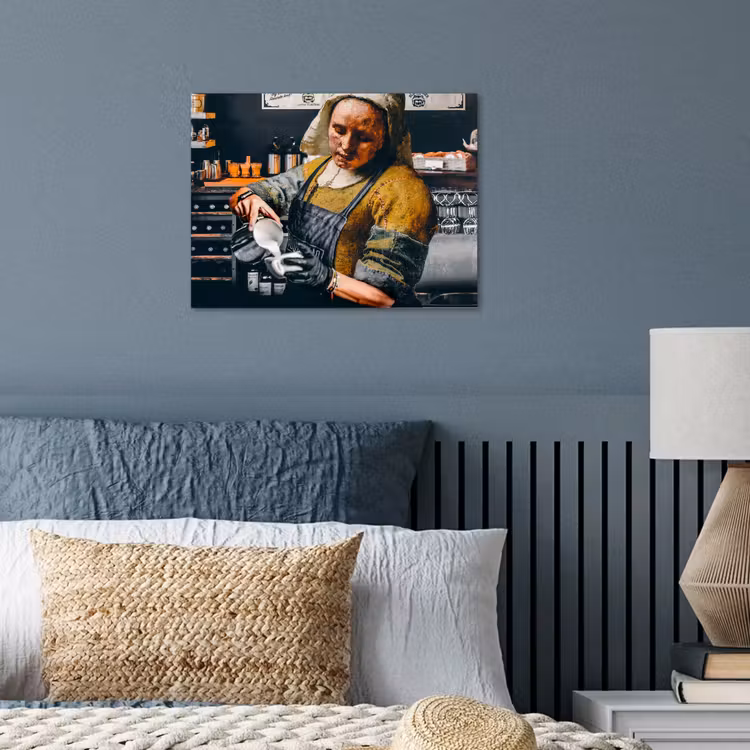Melkmeisje - Barista - Koffie - Vintage - Kunst - Abstract - Schilderij - Oude meesters poster papier klein -sfeer2