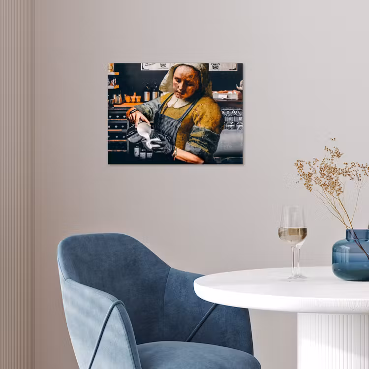 Melkmeisje - Barista - Koffie - Vintage - Kunst - Abstract - Schilderij - Oude meesters poster papier klein -sfeer3