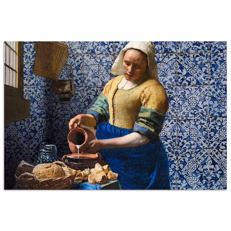 Melkmeisje - Delfts Blauw - Vermeer - Schilderij - Oude meesters poster papier klein -3d
