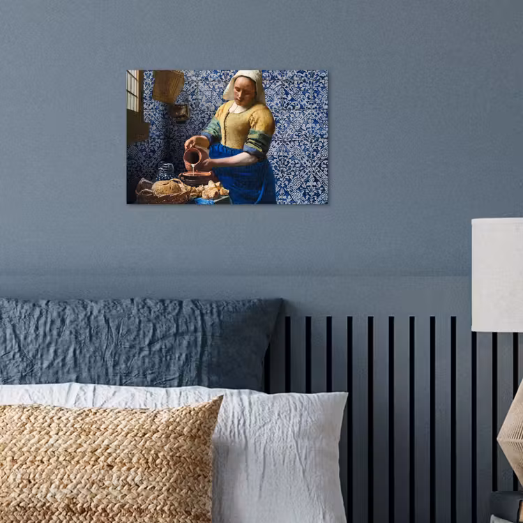 Melkmeisje - Delfts Blauw - Vermeer - Schilderij - Oude meesters poster papier klein -sfeer2