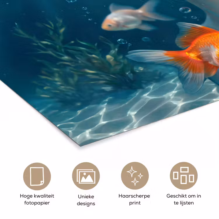 Mens - Onderwater - Vis - Modern - Blauw poster papier klein -closeup_NL