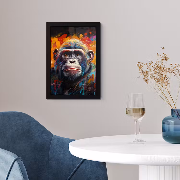 Aap - Gorilla - Graffiti - Dieren - Kleuren fotolijst zwart zonder passe partout klein -sfeer4