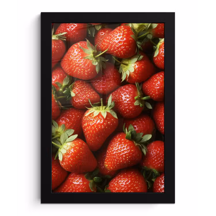 Aardbei - Fruit - Rood fotolijst zwart zonder passe partout klein -3d