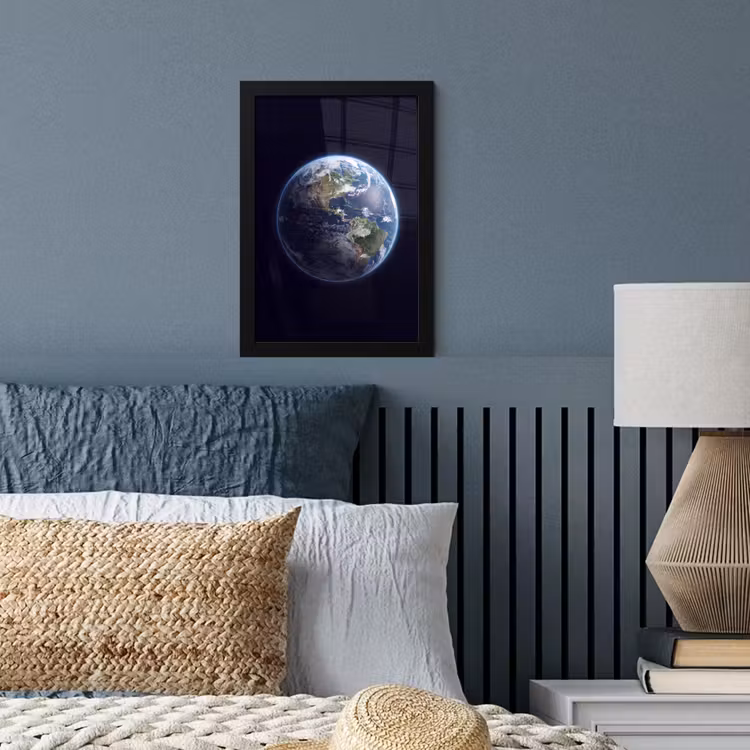 Poster met lijst - Aarde - Ruimte - Kosmos - Aarde - Ruimte - Kosmos fotolijst zwart zonder passe partout klein