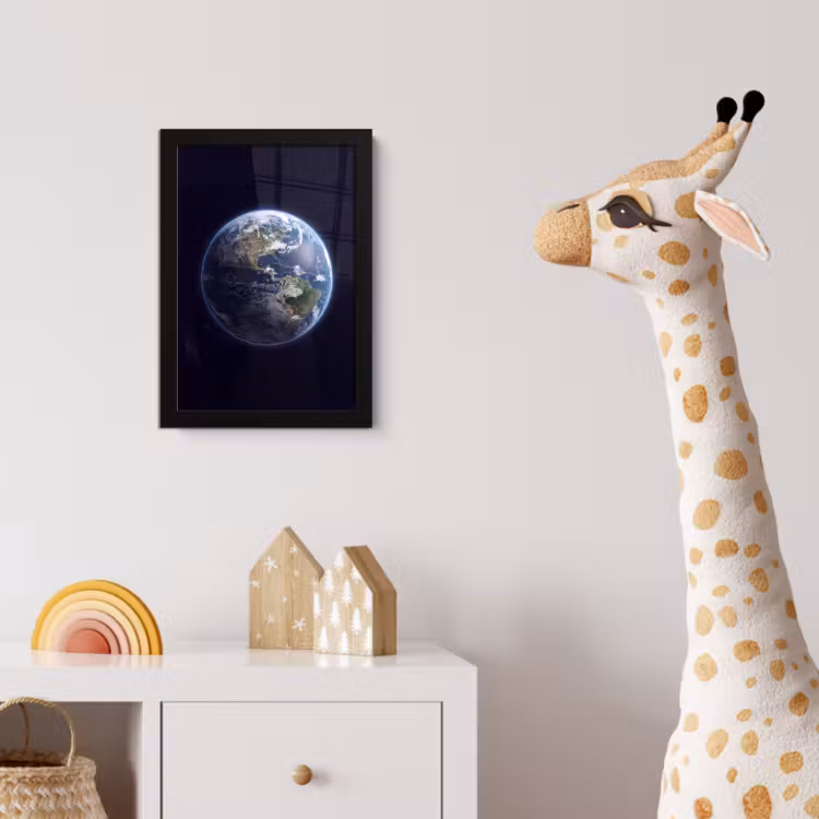 Poster met lijst - Aarde - Ruimte - Kosmos - Aarde - Ruimte - Kosmos fotolijst zwart zonder passe partout klein