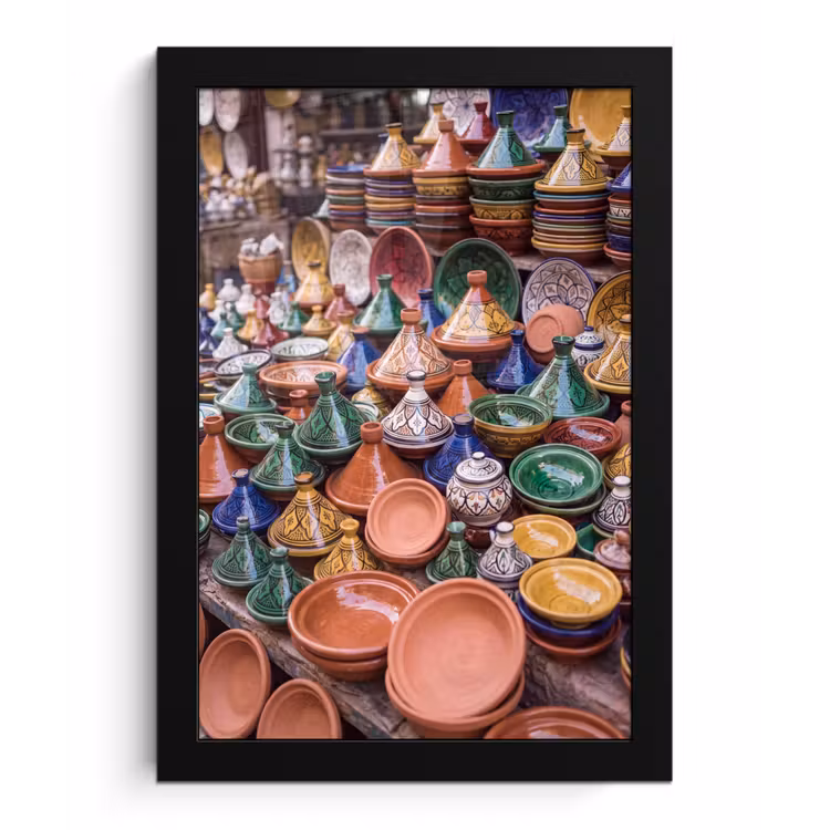 Poster met lijst - Aardewerk - Kleurrijk - Patroon - Aardewerk - Kleurrijk - Patroon fotolijst zwart zonder passe partout klein