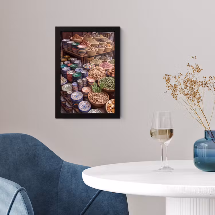 Poster met lijst - Aardewerk - Oosters - Kleurrijk - Aardewerk - Oosters - Kleurrijk fotolijst zwart zonder passe partout klein