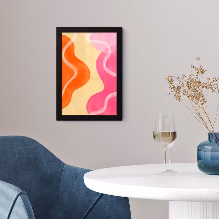 Abstract - Aquarel - Organisch - Oranje - Roze fotolijst zwart zonder passe partout klein -sfeer4