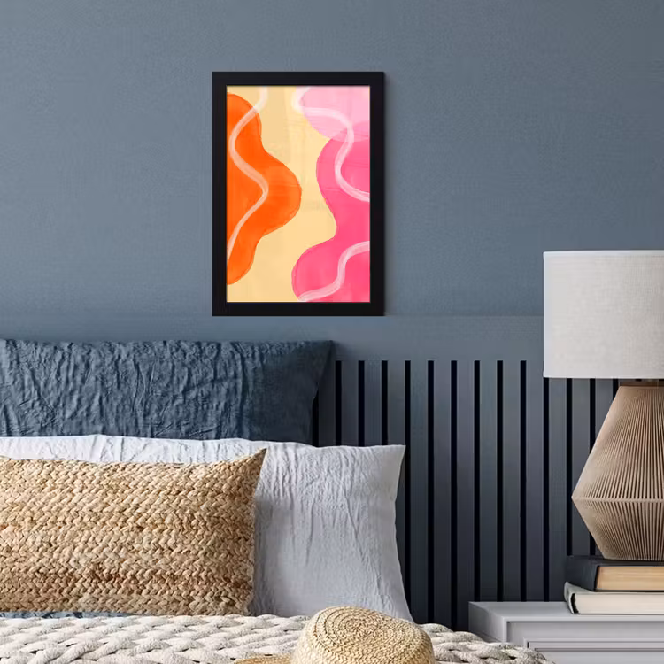 Abstract - Aquarel - Organisch - Oranje - Roze fotolijst zwart zonder passe partout klein -sfeer3