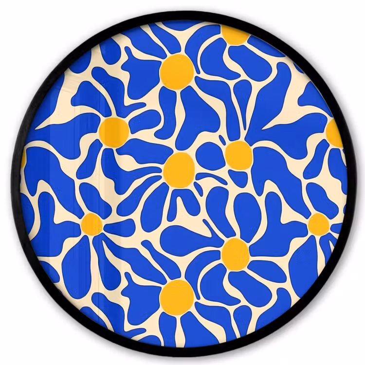 Abstract - Bloem - Blauw Fotolijst rond zonder passe partout klein 856 -3d