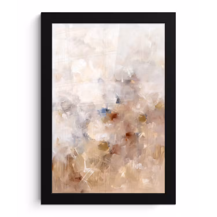 Abstract - Borstelstreken - Modern - Beige - Kunst fotolijst zwart zonder passe partout klein -3d