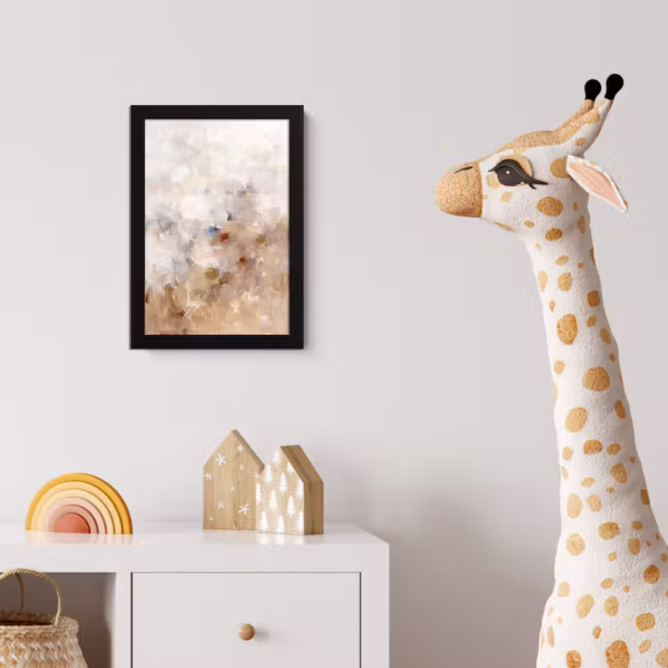 Abstract - Borstelstreken - Modern - Beige - Kunst fotolijst zwart zonder passe partout klein -usfeer4_kinderkamer