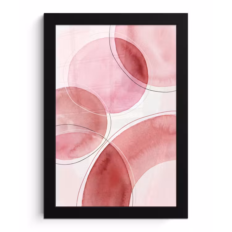 Abstract - Cirkels - Modern - Roze - Kunst fotolijst zwart zonder passe partout klein -3d