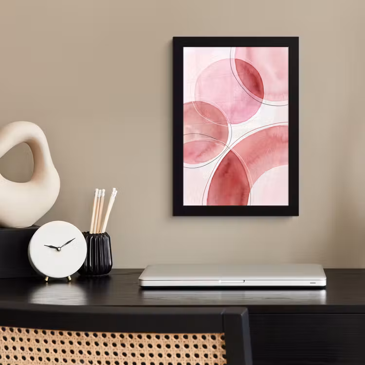 Abstract - Cirkels - Modern - Roze - Kunst fotolijst zwart zonder passe partout klein -sfeer1