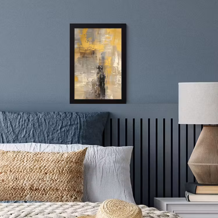 Abstract - Geel - Modern - Beige fotolijst zwart zonder passe partout klein -sfeer3
