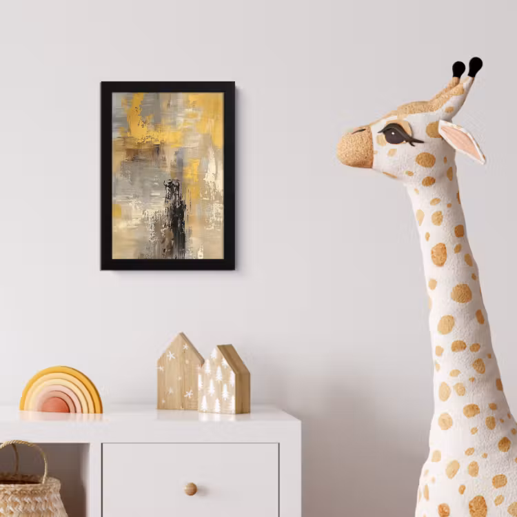 Abstract - Geel - Modern - Beige fotolijst zwart zonder passe partout klein -usfeer4_kinderkamer