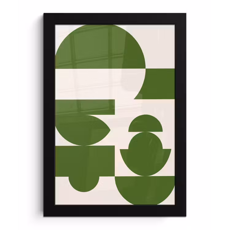 Abstract - Geometrie - Modern - Groen - Wit fotolijst zwart zonder passe partout klein -3d