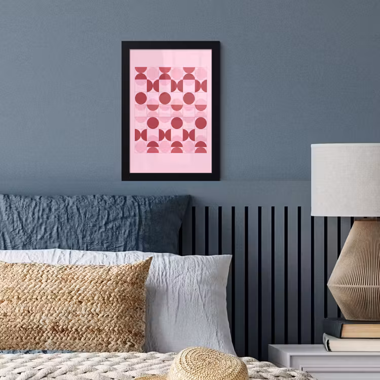 Abstract - Geometrisch - Cirkels - Roze - Modern fotolijst zwart zonder passe partout klein -sfeer3