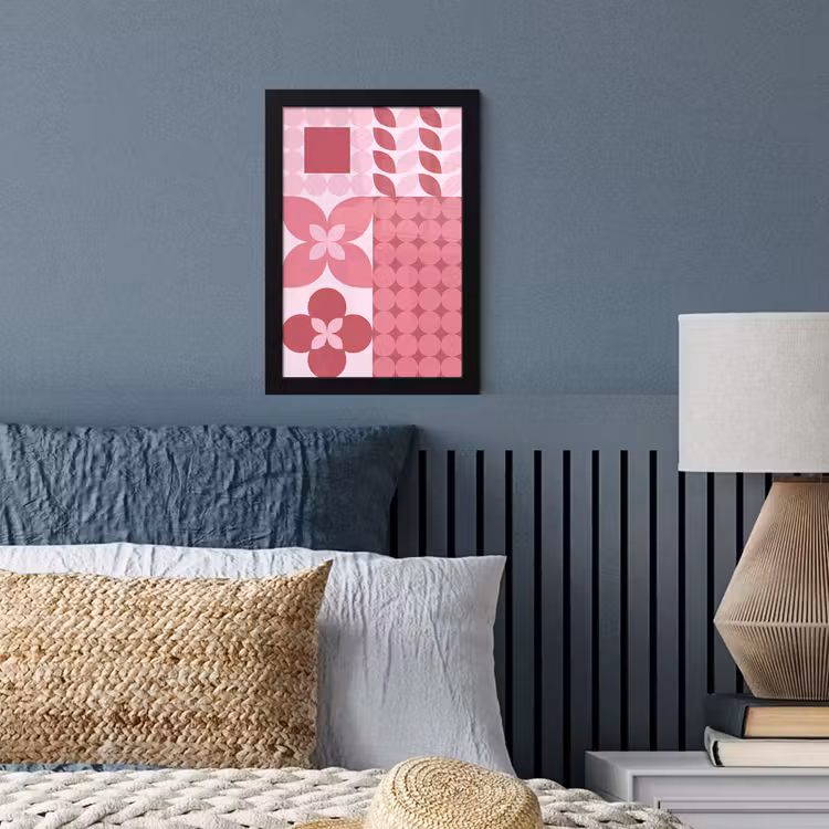 Abstract - Geometrisch - Patroon - Modern - Roze fotolijst zwart zonder passe partout klein -sfeer3