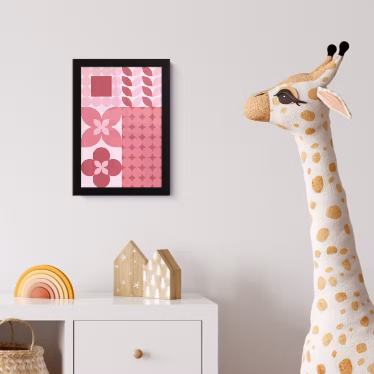 Abstract - Geometrisch - Patroon - Modern - Roze fotolijst zwart zonder passe partout klein -usfeer4_kinderkamer