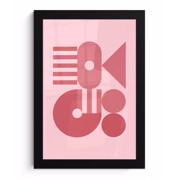 Abstract - Geometrisch - Vormen - Roze fotolijst zwart zonder passe partout klein -3d