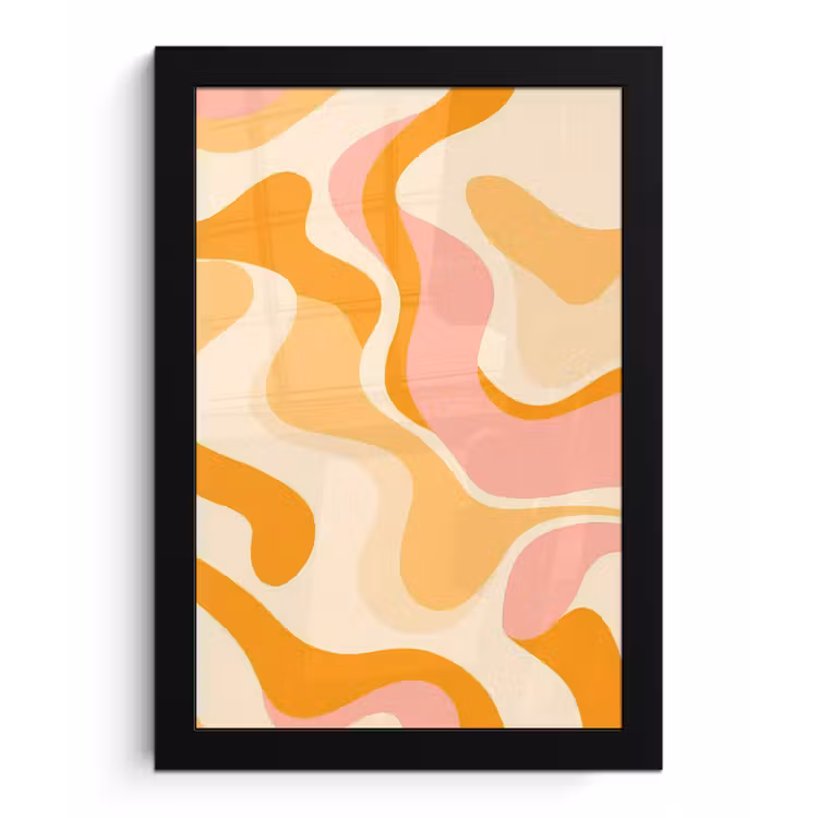 Abstract - Golvend - Oranje fotolijst zwart zonder passe partout klein -3d
