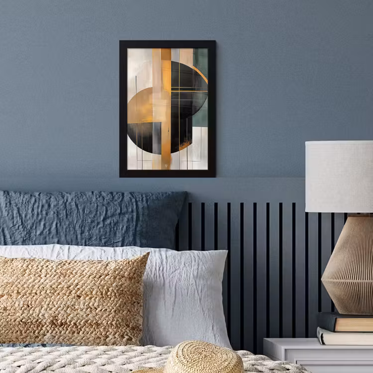 Abstract - Goud - Brons - Groen - Vormen - Modern fotolijst zwart zonder passe partout klein -sfeer3