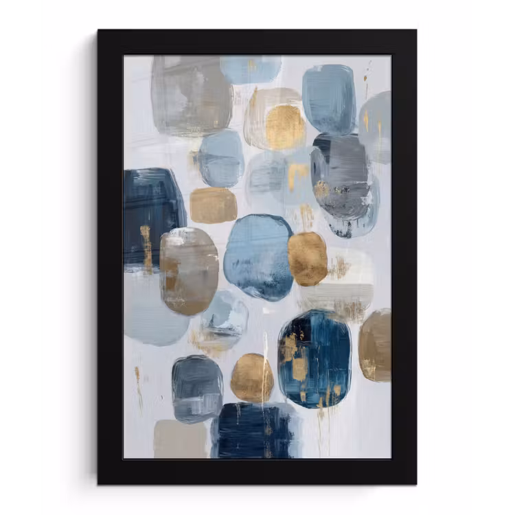 Abstract - Goud - Vormen fotolijst zwart zonder passe partout klein -3d