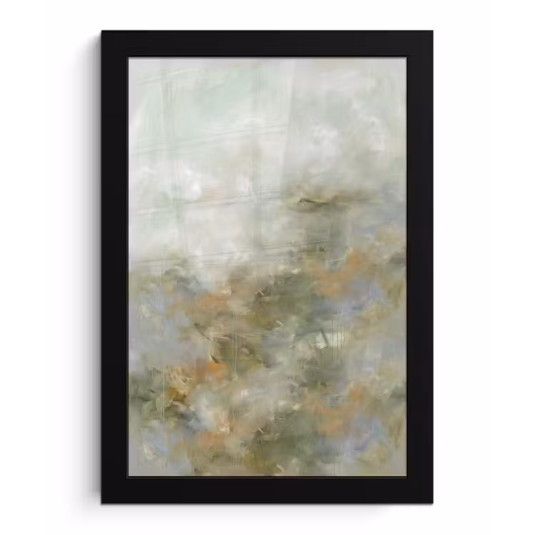 Abstract - Groen - Beige - Modern - Kunst fotolijst zwart zonder passe partout klein -3d