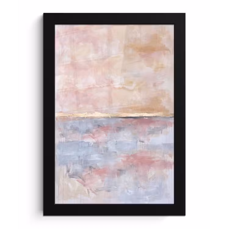 Abstract - Horizontaal - Kunst - Roze - Goud fotolijst zwart zonder passe partout klein -3d