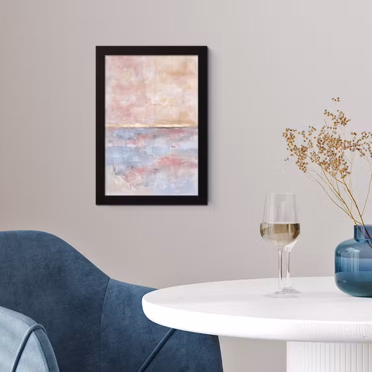 Abstract - Horizontaal - Kunst - Roze - Goud fotolijst zwart zonder passe partout klein -sfeer4