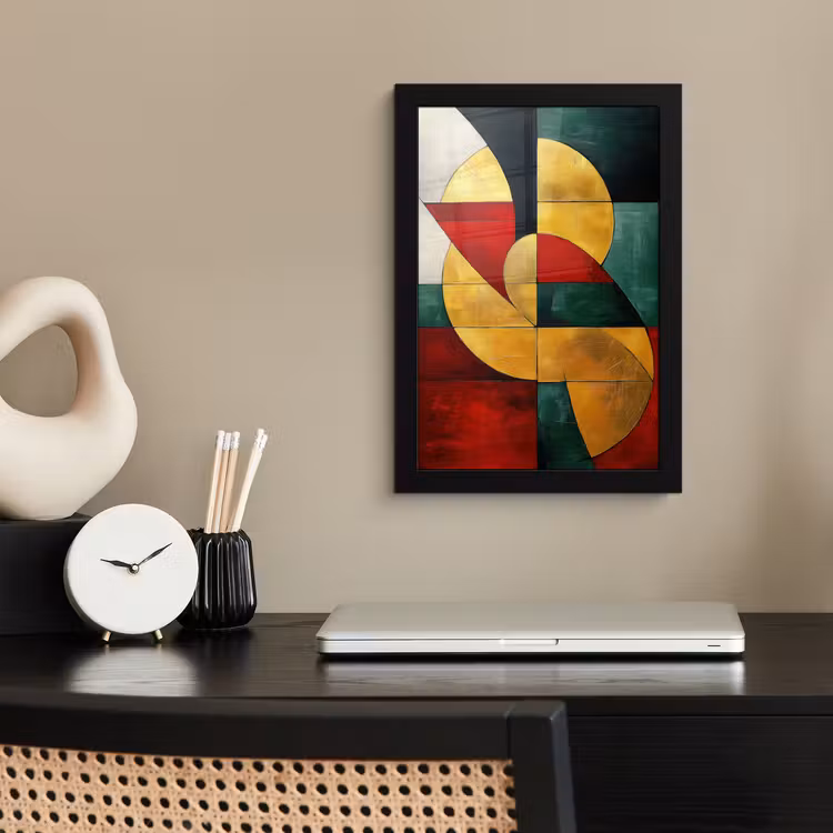 Abstract - Kerst - Goud - Rood - Groen fotolijst zwart zonder passe partout klein -sfeer1