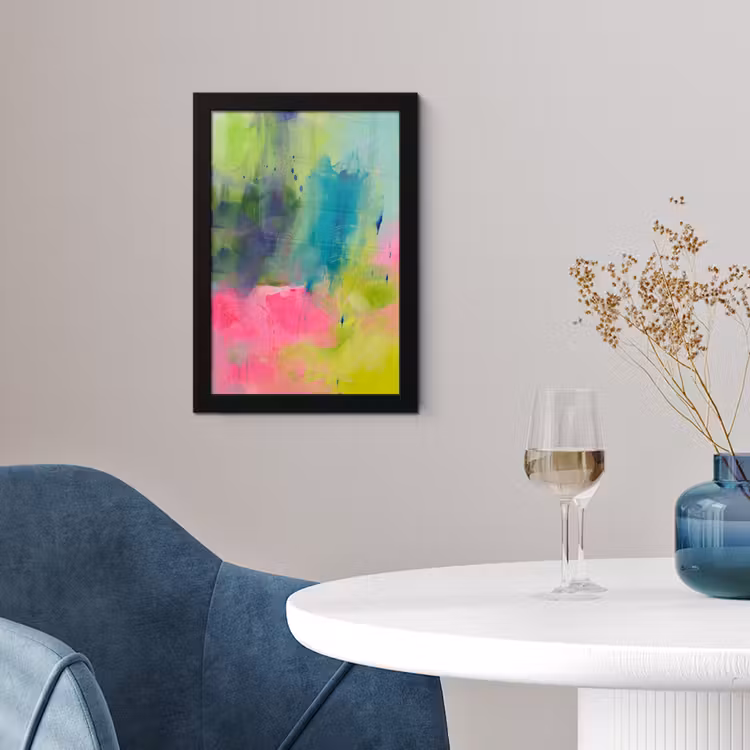 Abstract - Kleuren - Modern - Groen - Roze fotolijst zwart zonder passe partout klein -sfeer4