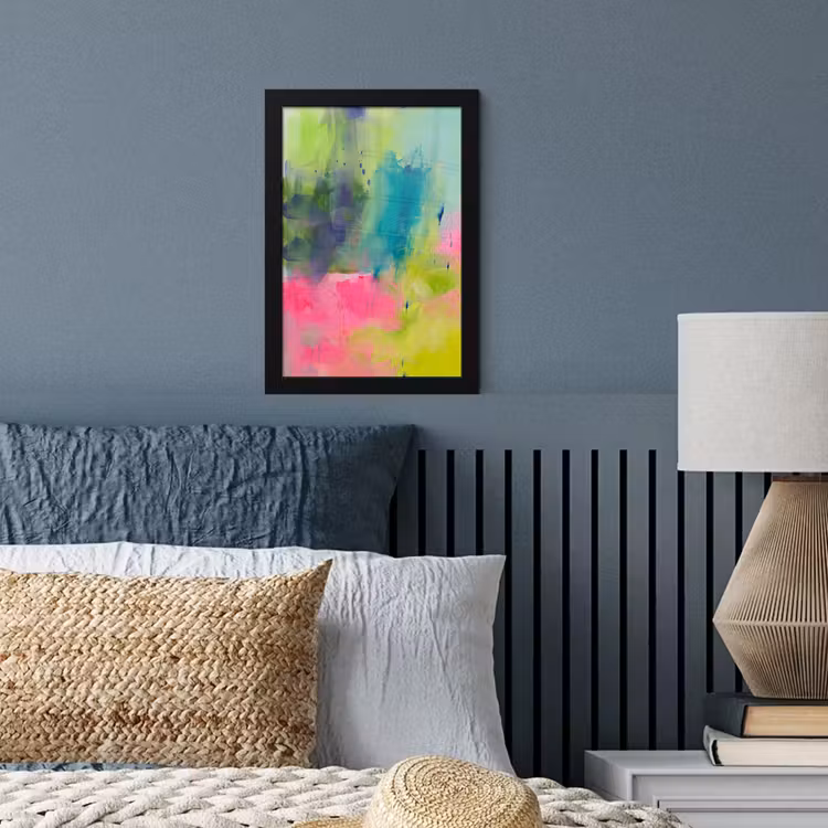 Abstract - Kleuren - Modern - Groen - Roze fotolijst zwart zonder passe partout klein -sfeer3