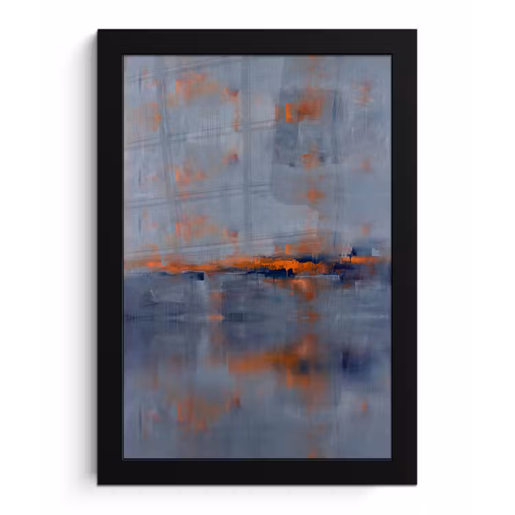 Abstract - Kleuren - Modern - Oranje - Grijs fotolijst zwart zonder passe partout klein -3d