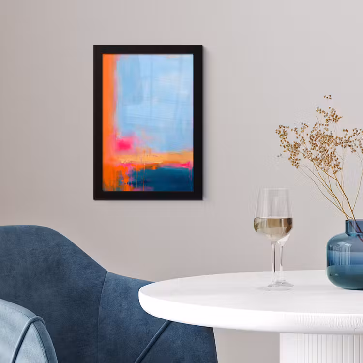 Abstract - Kleurvlakken - Modern - Oranje - Blauw fotolijst zwart zonder passe partout klein -sfeer4